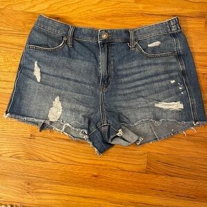 Medium stretchy medium/ dark wash aerie jean cut off shorts